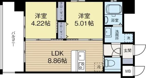 福岡県福岡市中央区長浜3丁目【マンション】の間取り