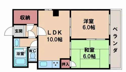 プレステル桑津【6階】の間取り