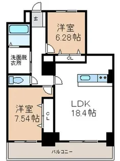 2LDKの間取り画像