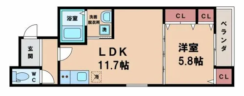 タウンハイツ田辺【1階】の間取り