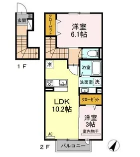 セジュールK【D203号室】の間取り