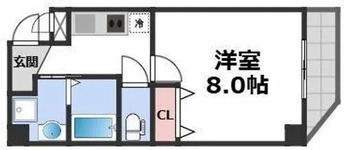 フィオーラマンション天王寺【2階】の間取り