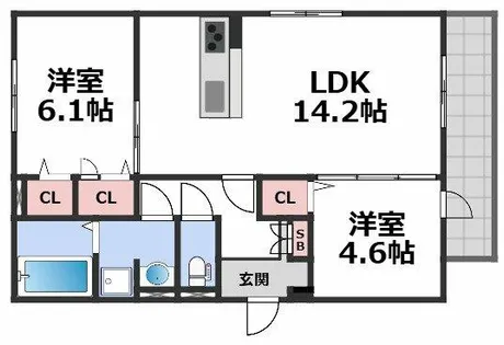 アイビー俊徳道【1階】の間取り