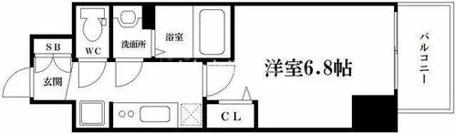 プレサンスOSAKA DOMECITYクロスティ【7階】の間取り