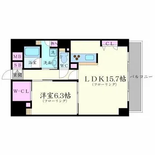 グランルージュ谷町六丁目【13階】の間取り