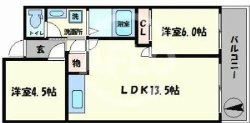 ヴィラスリースター鶴浜【5階】の間取り