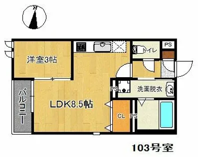 GRANDTIC SUNBATH紫【2階】の間取り