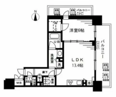 ザ・パークハビオ天満橋【6階】の間取り