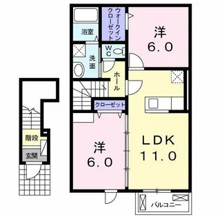 ウエスト ヒルズⅠ【2階】の間取り