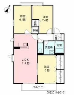 ディアス曽根【B101号室】の間取り