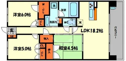 リバーガーデン福島木漏れ日の丘【13階】の間取り