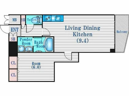 ビエラコート天神橋【4階】の間取り
