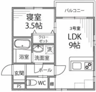 朝風のノーブル【303号室】の間取り