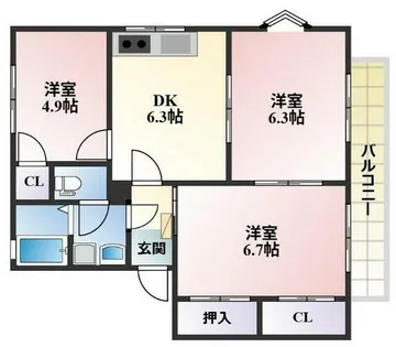ウエストコートロストロC棟【201号室】の間取り