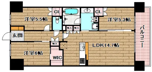 ウエリス島本【2階】の間取り