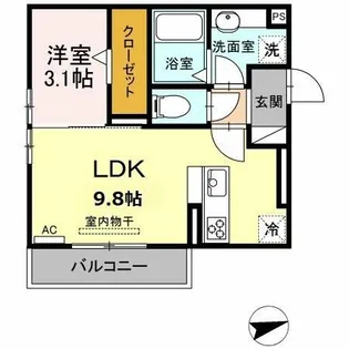 グランシャリオ芦原【201号室】の間取り