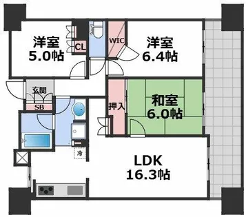 カスタリア上町台【14階】の間取り