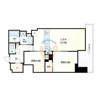 ジオタワー堺筋本町【18階】の間取り