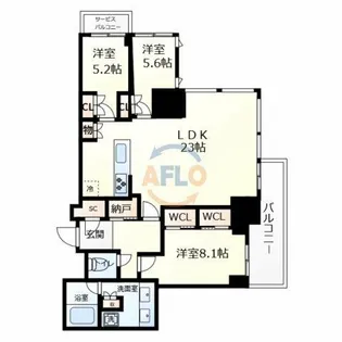 グランドメゾン上町台レジデンスタワー【27階】の間取り