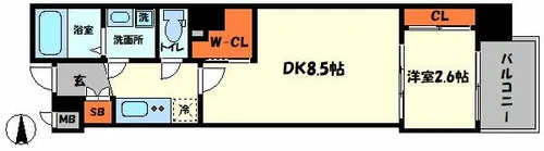 ソルテラス難波NEO【4階】の間取り