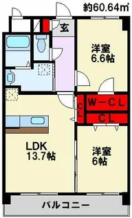 アムール瀬板の森【302号室】の間取り