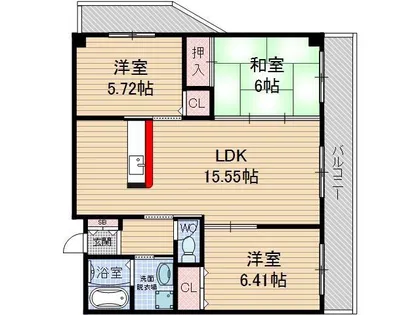 セゾンボナール【3階】の間取り