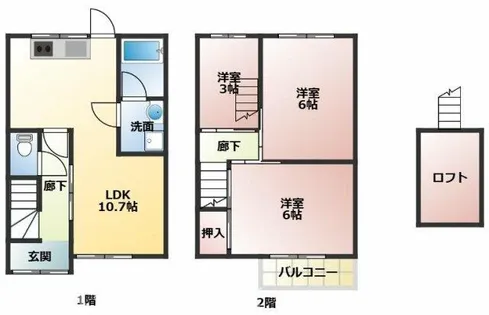 大阪府寝屋川市萱島東2丁目【タウンハウス】の間取り