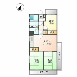 エスポワール大成【6B号室】の間取り