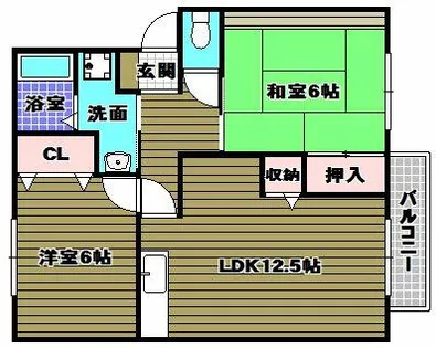 グランシャリオB棟【2階】の間取り