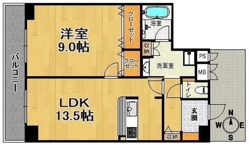 ロイヤルヒル神戸三ノ宮【13階】の間取り