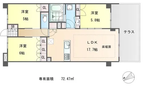 Brillia京都松ヶ崎【1階】の間取り