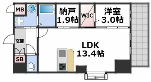 プレサンスNEO九条ディアシス【2階】の間取り