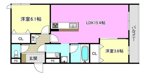 TORISIA千里丘Ⅱ【1階】の間取り