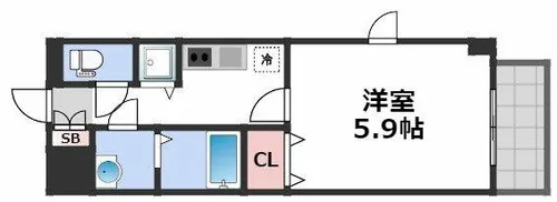 ルクレ難波【10階】の間取り