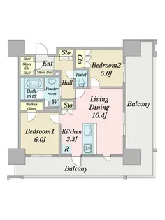 ブランシエラ赤坂はなみずき通り【0203号室】の間取り