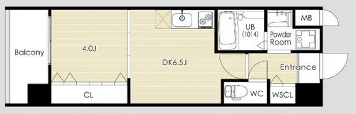 福岡県福岡市博多区千代1丁目【マンション】の間取り