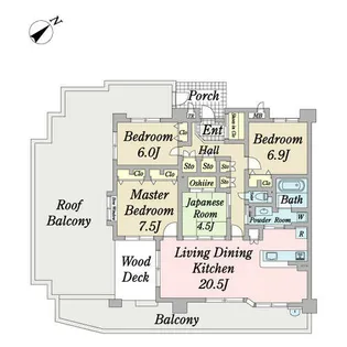 サンシティ山の手テラス【602号室】の間取り