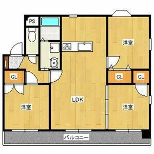 サンライズ極楽【3階】の間取り