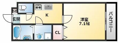 エステイトE長吉川辺【1階】の間取り