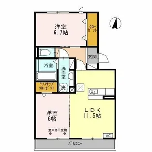 サンライズ末広【1階】の間取り