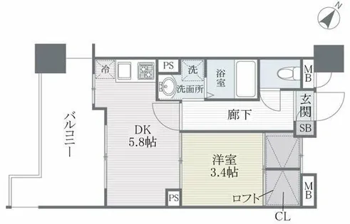 QREST博多東Ⅱ【6階】の間取り