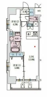 スプランディッド上本町WESTⅡ【12階】の間取り