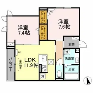 Eau Claire(オークレア)【1階】の間取り