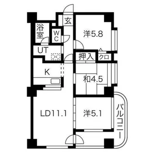 ガーデンハウス山鼻西【8階】の間取り