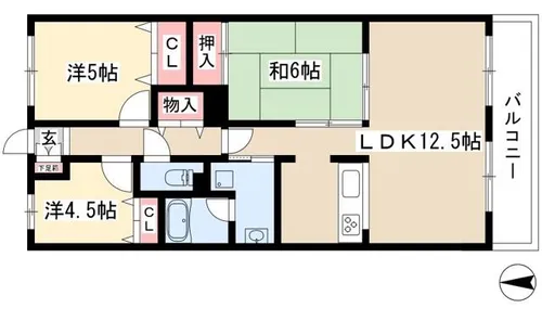クレストヒルズ東山【1階】の間取り