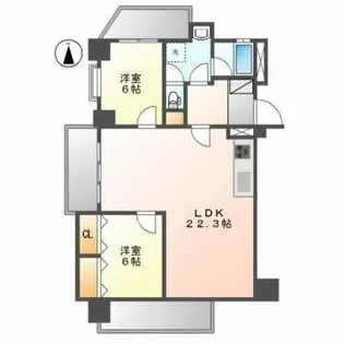 パレス鹿子殿【3階】の間取り