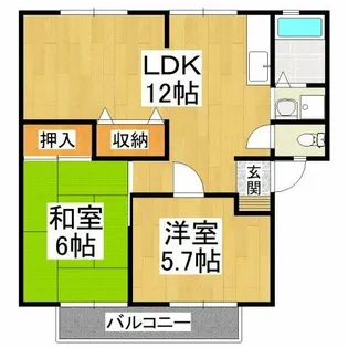 ヴィラージュ北野田【1階】の間取り