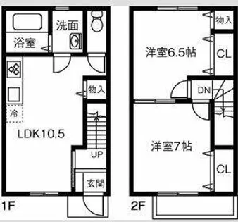 愛知県豊明市栄町西大根【テラスハウス】の間取り
