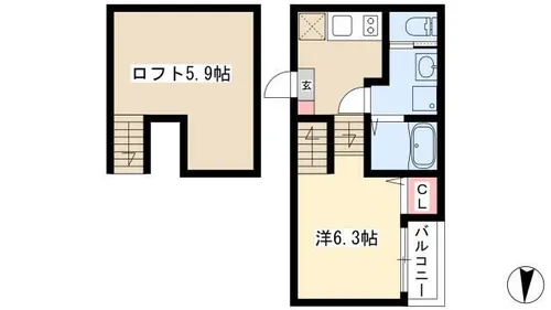 ハーモニーテラス黄金【1階】の間取り