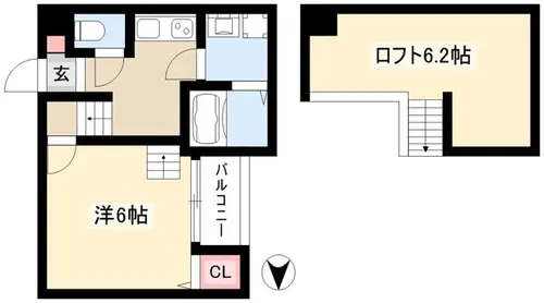 Creo高畑弐番館【2階】の間取り